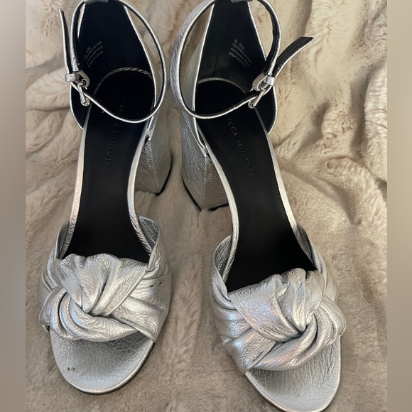 Rebecca Minkoff ‘Capriana’ Silver Block-Heel Ankle-Strap Sandal - Picture 6 of 7